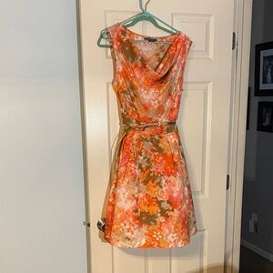 Jessica Howard Vibrant Orange and Green Mini Dress
